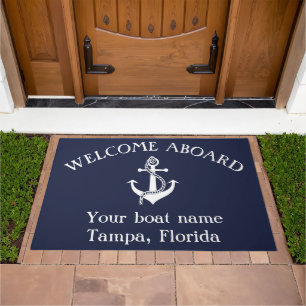 Anchor Nautical Navy Blue Boat Summer Lake Doormat
