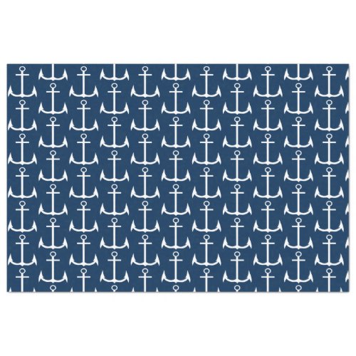 Anchor Nautical Navy Blue Decoupage Tissue Paper