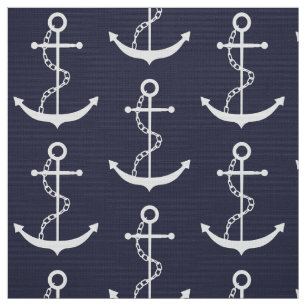 Anchor Nautical Navy Blue Fabric