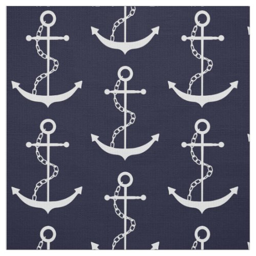 Anchor Nautical Navy Blue Fabric