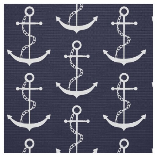 Anchor Nautical Navy Blue Fabric