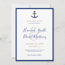 Anchor Nautical Navy Blue Wedding Save the Date