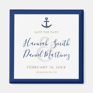 Anchor Nautical Navy Boat Wedding Save the Date Magnet