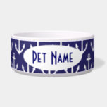 Anchor Nautical Navy Personalized Pet Bowl<br><div class="desc">Popular anchor design in navy blue and white comes on a custom name pet bowl for your dog or cat.</div>