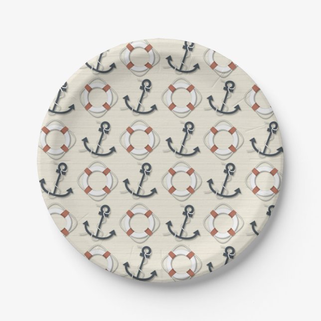 Anchor Nautical Paper Plates (Front)