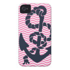 Anchor Nautical Pink Navy Chevron iPhone Case 4 s
