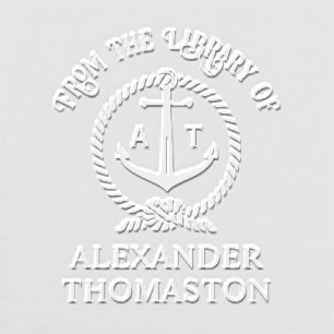 Anchor Nautical Rope Library Book Name 2 Initial Embosser