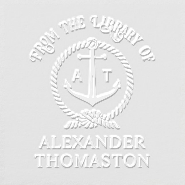 Anchor Nautical Rope Library Book Name 2 Initial Embosser (Design)