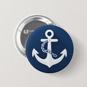 Anchor Nautical Sailing Boating White Navy Blue Button