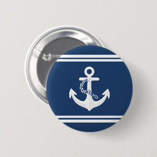 Anchor Nautical Sailing Boating White Navy Blue Button