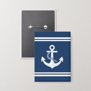 Anchor Nautical Sailing Boating White Navy Blue Button