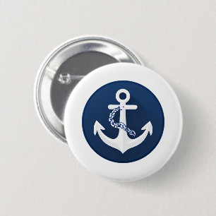 Anchor Nautical Sailing Boating White Navy Blue Button