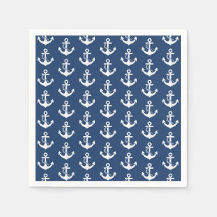 Anchor Nautical Sailing Boating White Navy Blue Napkins
