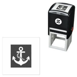 Anchor Nautical Sailing Boating White Navy Blue Self-inking Stamp