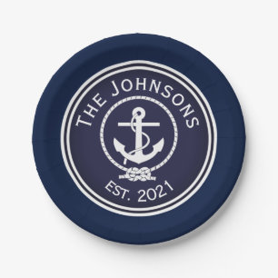 Anchor Nautical Seal  Paper Plates