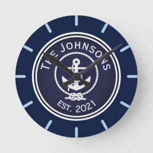 Anchor Nautical Seal   Round Clock