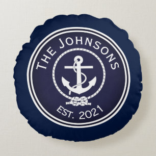 Anchor Nautical Seal Round Pillow