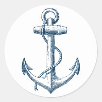 Anchor Nautical Sticker Decor Gift Navy Blue White