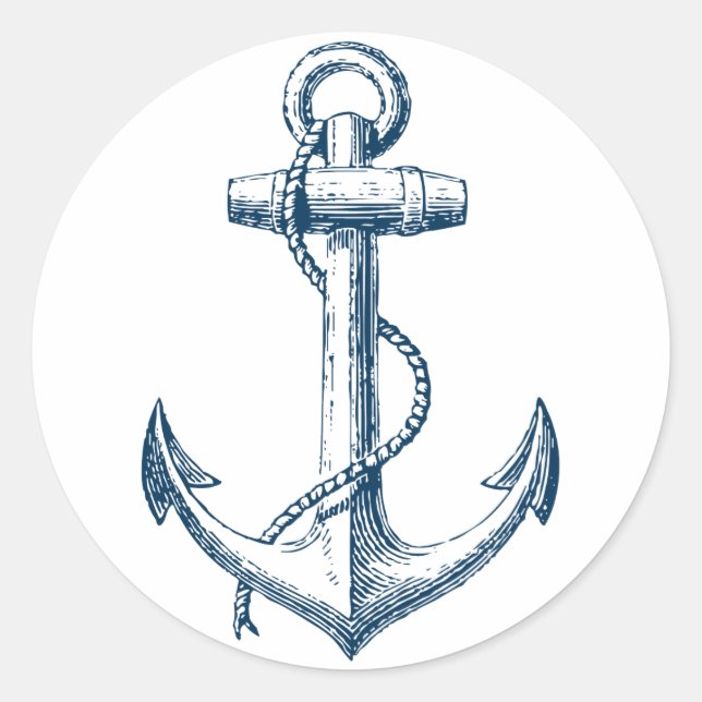 Anchor Nautical Sticker Decor Gift Navy Blue White (Front)
