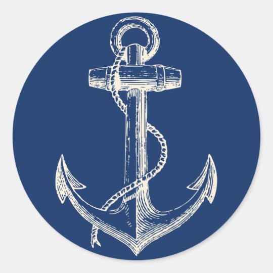 Anchor Nautical Sticker Decor Navy Blue White