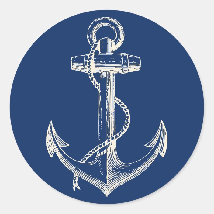 Anchor Nautical Sticker Decor Navy Blue White | Zazzle.com