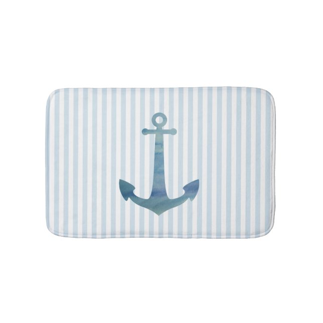 Anchor Nautical Stripe Bath Mat (Front)