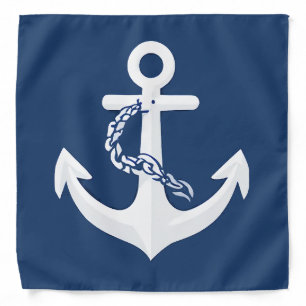 Anchor Nautical Symbol Classic White Navy Blue Bandana