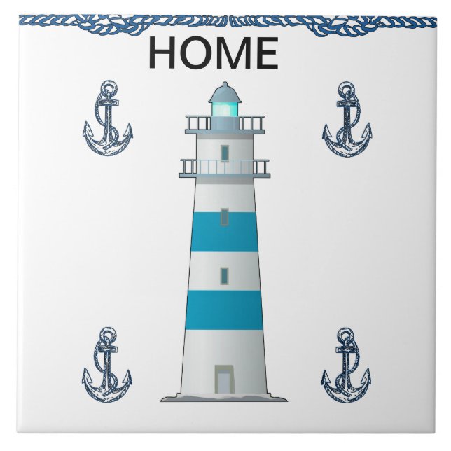 Anchor nautical theme  ceramic tile (Front)