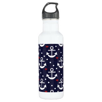 Anchor Nautical Themed Bpa Free Stainless Steel Water Bottle by cutecustomgifts at Zazzle