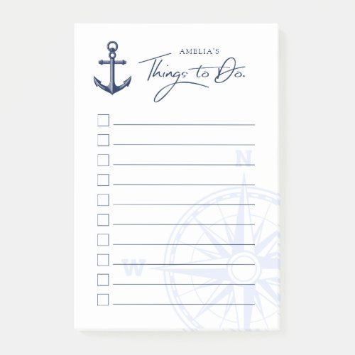 Anchor  Nautical Themed  Custom Name Task list Post_it Notes