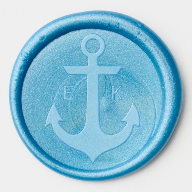 Anchor Nautical Themed Monogram Wedding Wax Seal Sticker (Front)