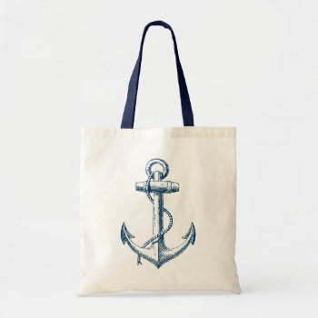 Anchor Nautical Tote Bag Gift Navy Blue White by 17Minutes at Zazzle