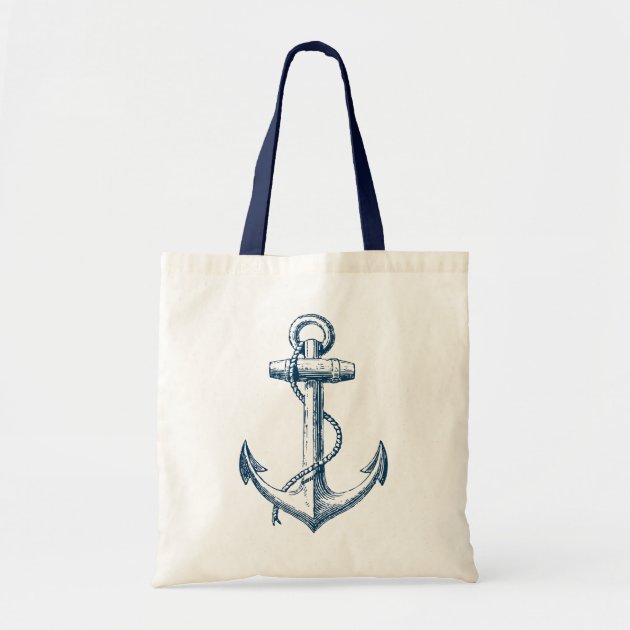 Anchor Nautical Tote Bag Gift Navy Blue White | Zazzle