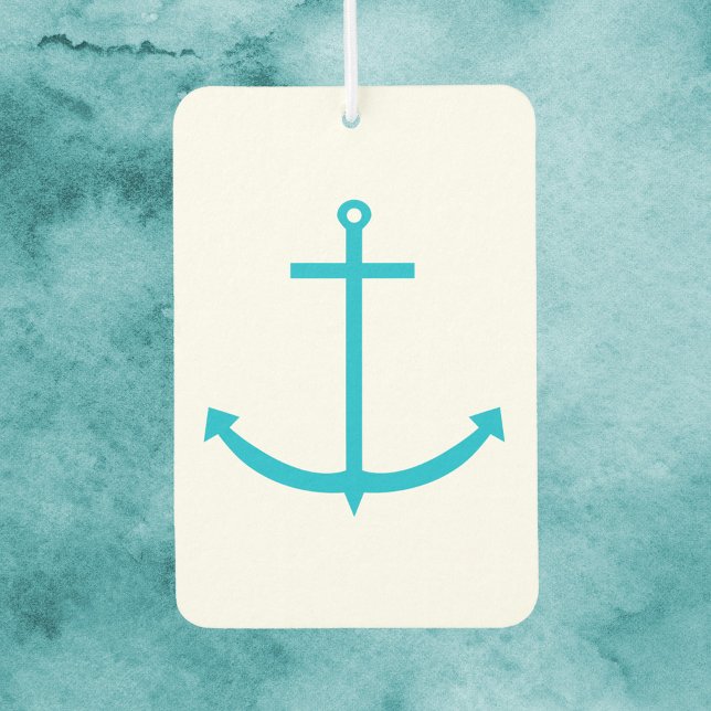 Anchor Nautical Turquoise Blue Air Freshener (An air freshener with a turquoise anchor)