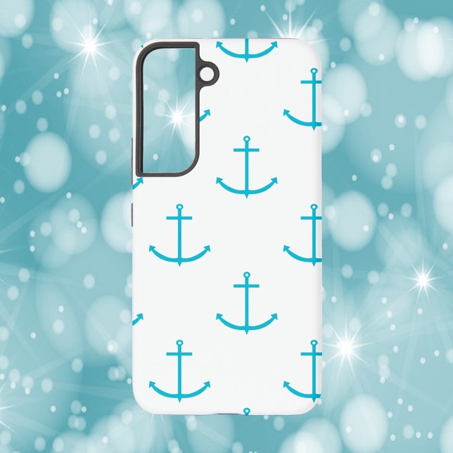 Anchor Nautical Turquoise Pattern Samsung Galaxy Case (A phone case with a pattern of turquoise anchors)