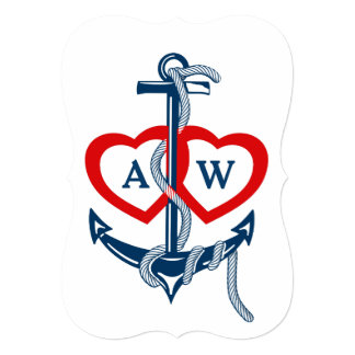 Blue And White Wedding Invitations Announcements Zazzle Anchor Nautical Wedding Invitations Blue Red