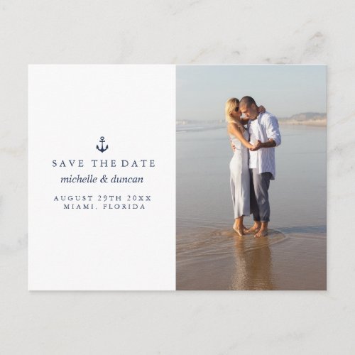 ANCHOR NAUTICAL WEDDING Photo  SAVE THE DATE Announcement Postcard