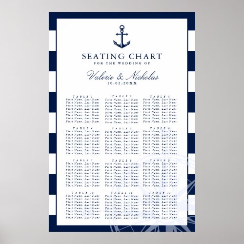 Anchor  Nautical Wedding  Seating Chart