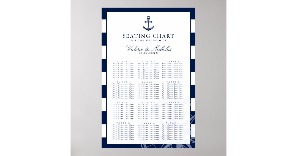 Anchor | Nautical Wedding | Seating Chart | Zazzle