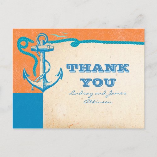 Anchor Nautical Wedding Thank You Postcards