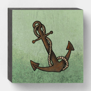 Anchor Nautical  Wooden Box Sign