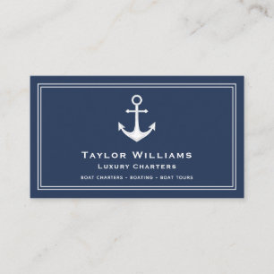 Anchor Nautical Yacht Boat Captain Blue And White Business Card