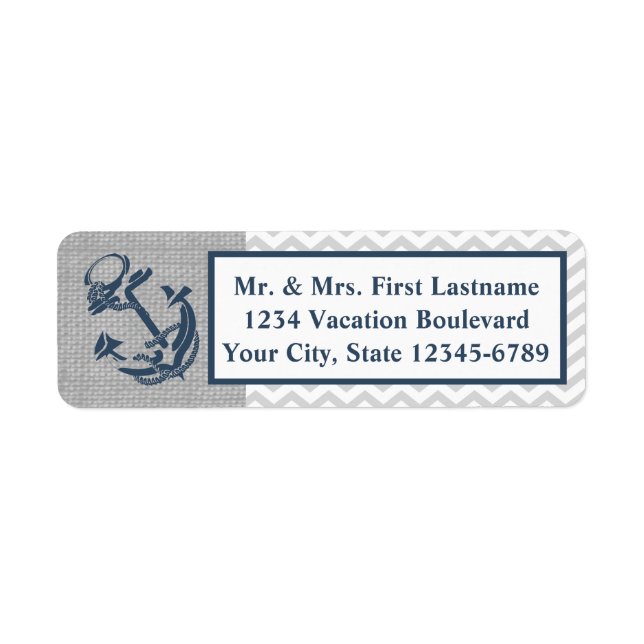Anchor Navy Blue and Grey Zig Zag Label (Front)