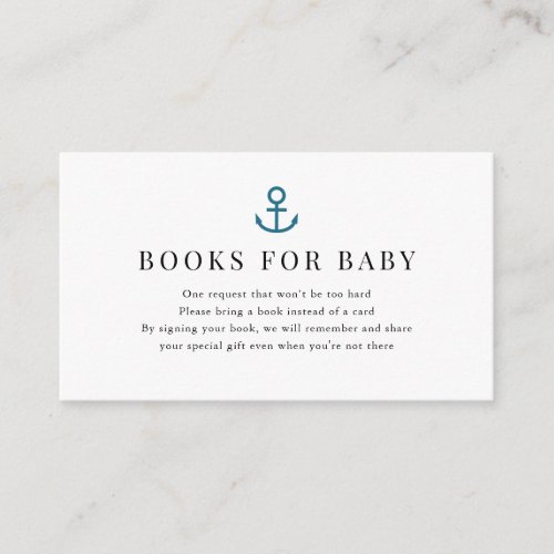 Anchor Navy Blue Baby Shower Book Request Enclosure Card