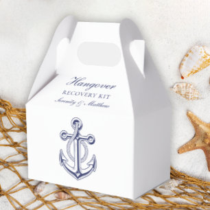 Anchor Navy Blue Hangover Kit Nautical Wedding Favor Boxes