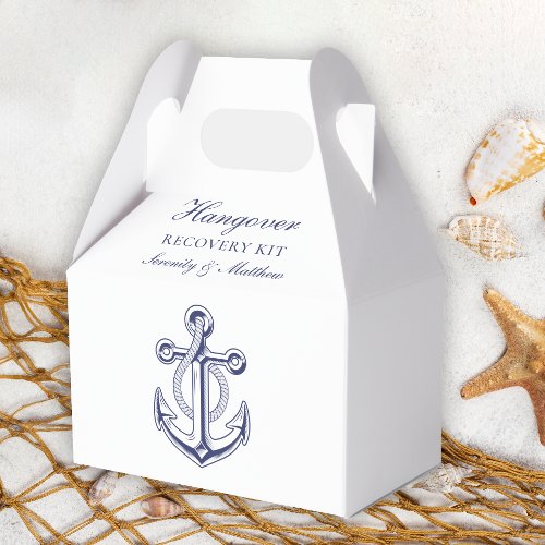 Anchor Navy Blue Hangover Kit Nautical Wedding Favor Boxes