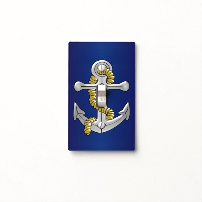 Anchor Navy Blue Light Switch Cover (In Situ)