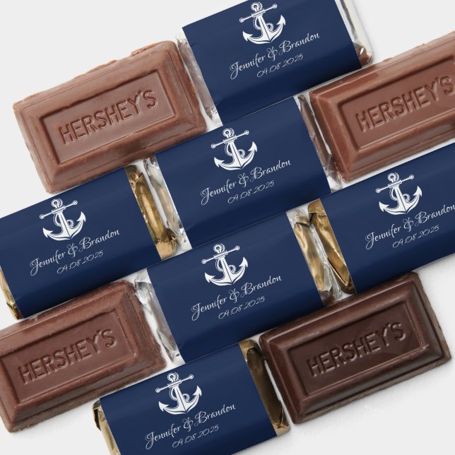 Anchor Navy Blue Nautical Ocean Boat Wedding Hershey's Miniatures (Assorted)