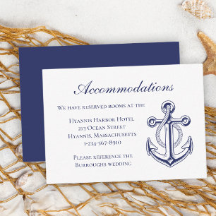 Anchor Navy Blue Nautical Wedding Accommodation Enclosure Card