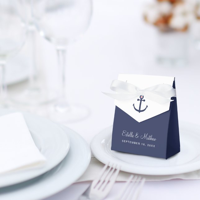Anchor Navy Blue Nautical Wedding Favor Boxes (Anchor Navy Blue Nautical Wedding Favor Boxes)